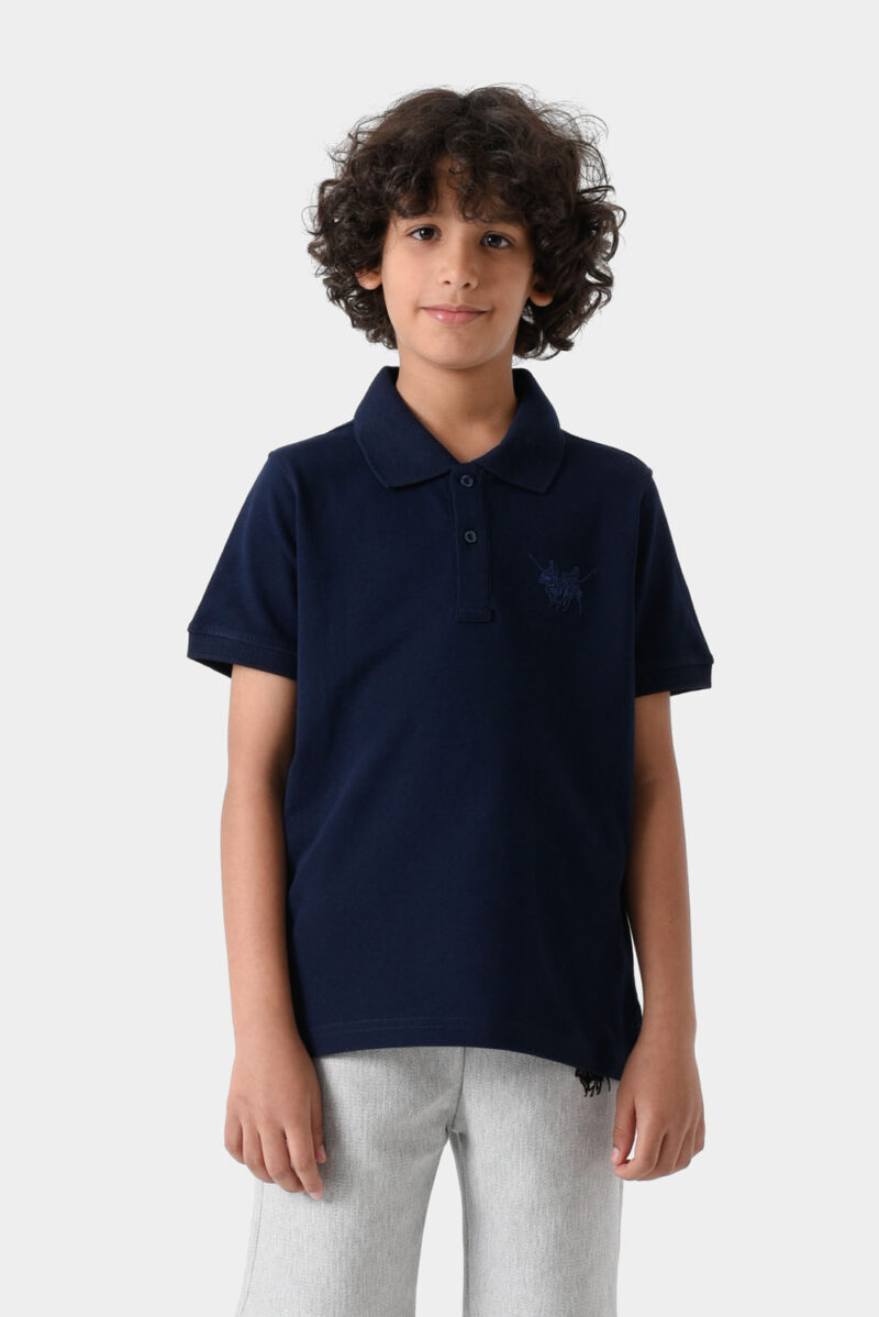 RWB-1S25-E301-1-3 Navy Basic Polo Shirt For Boys, Regular Fit