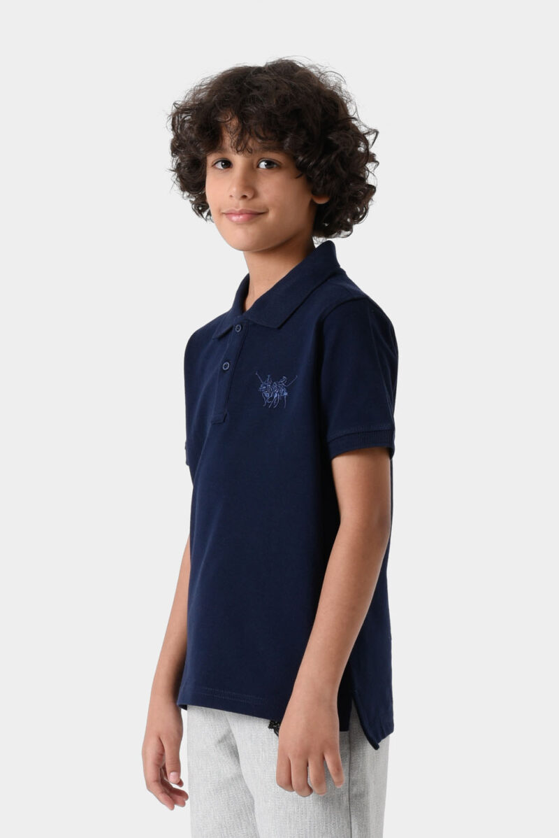 RWB-1S25-E301-1-4 Navy Basic Polo Shirt For Boys, Regular Fit