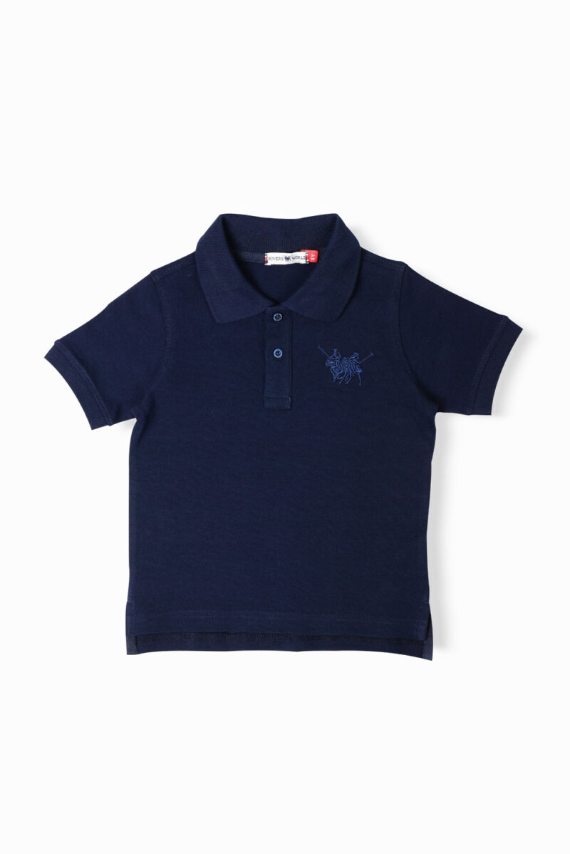 RWB-1S25-E301-1-6 Navy Basic Polo Shirt For Boys, Regular Fit