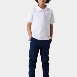 White Basic Polo Shirt For Boys, Regular Fit