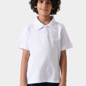 White Basic Polo Shirt For Boys, Regular Fit
