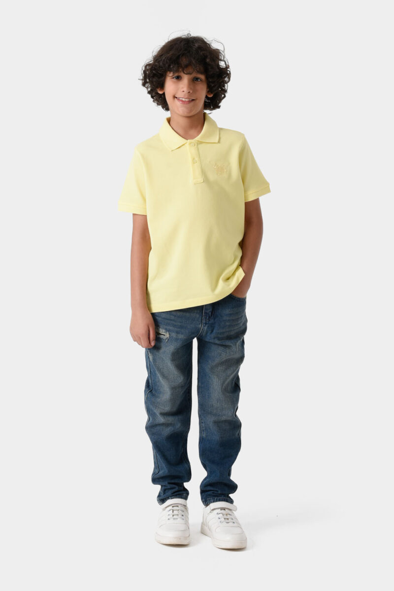 RWB-1S25-E301-5-1 Yellow Basic Polo Shirt For Boys, Regular Fit