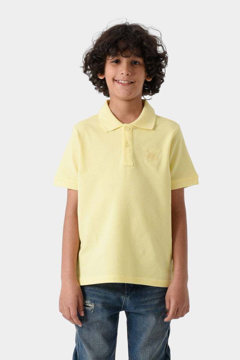 RWB-1S25-E301-5-2 Yellow Basic Polo Shirt For Boys, Regular Fit