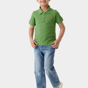 RWB-1S25-E301-7-1 Green Basic Polo Shirt For Boys, Regular Fit