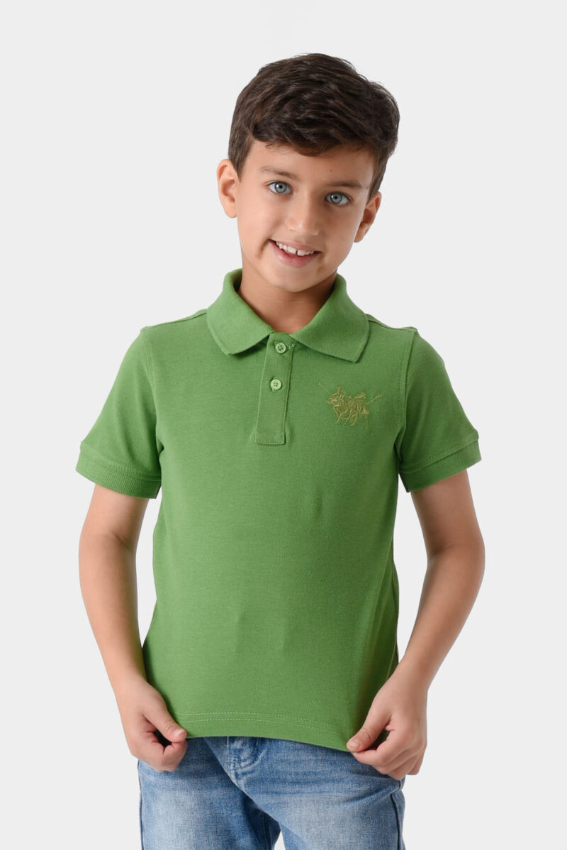 RWB-1S25-E301-7-2 Green Basic Polo Shirt For Boys, Regular Fit