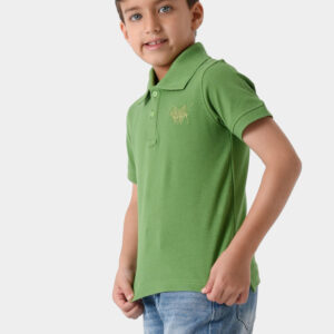 RWB-1S25-E301-7-3 Green Basic Polo Shirt For Boys, Regular Fit