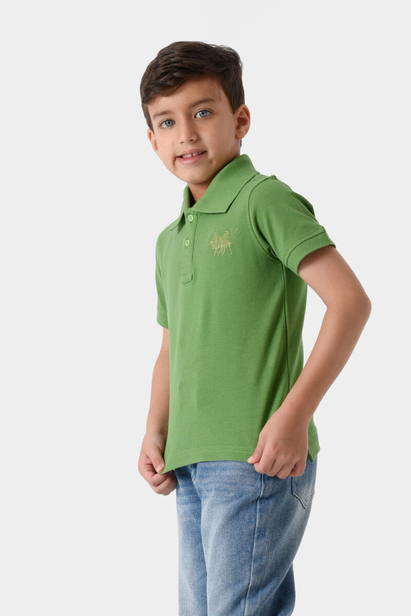 RWB-1S25-E301-7-3 Green Basic Polo Shirt For Boys, Regular Fit