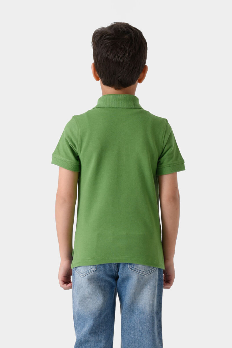 RWB-1S25-E301-7-4 Green Basic Polo Shirt For Boys, Regular Fit