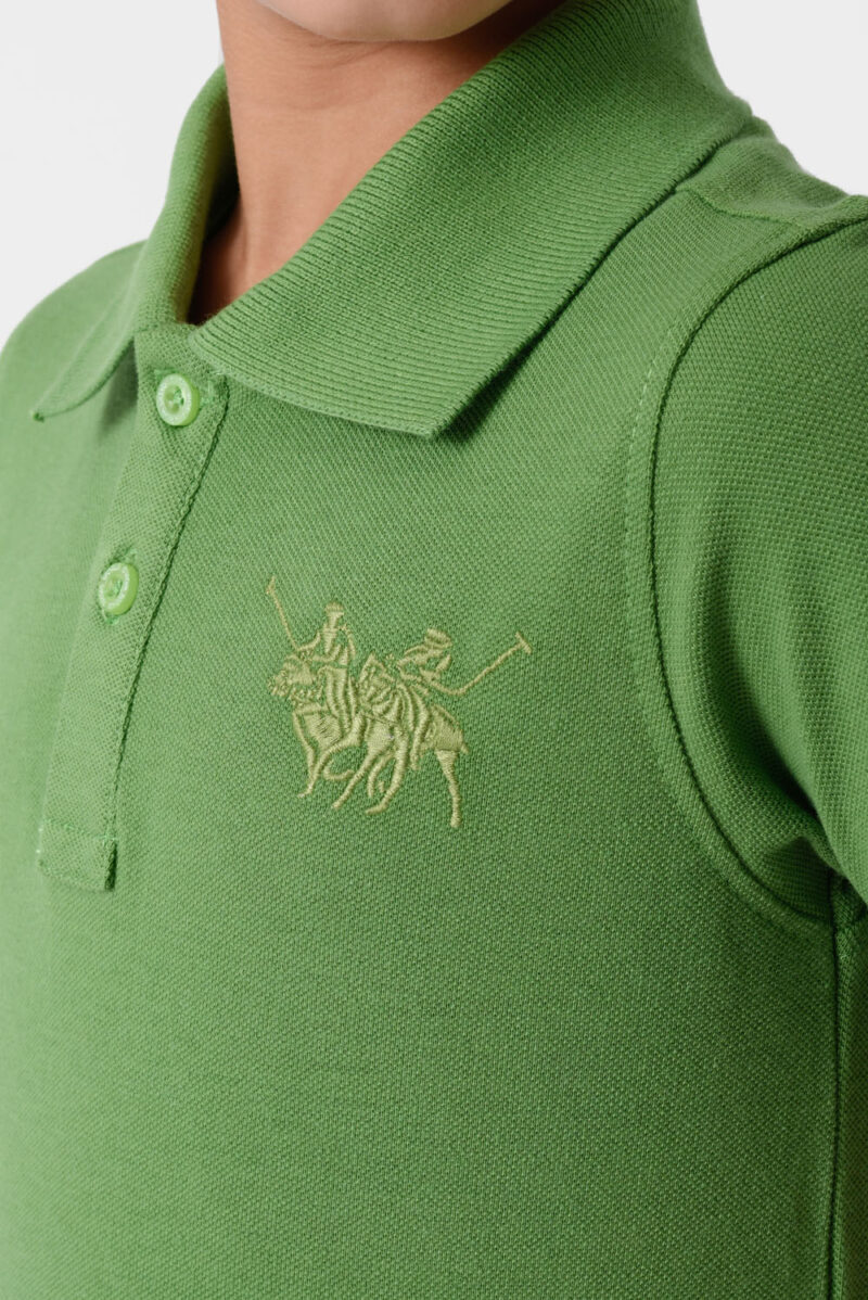 RWB-1S25-E301-7-5 Green Basic Polo Shirt For Boys, Regular Fit