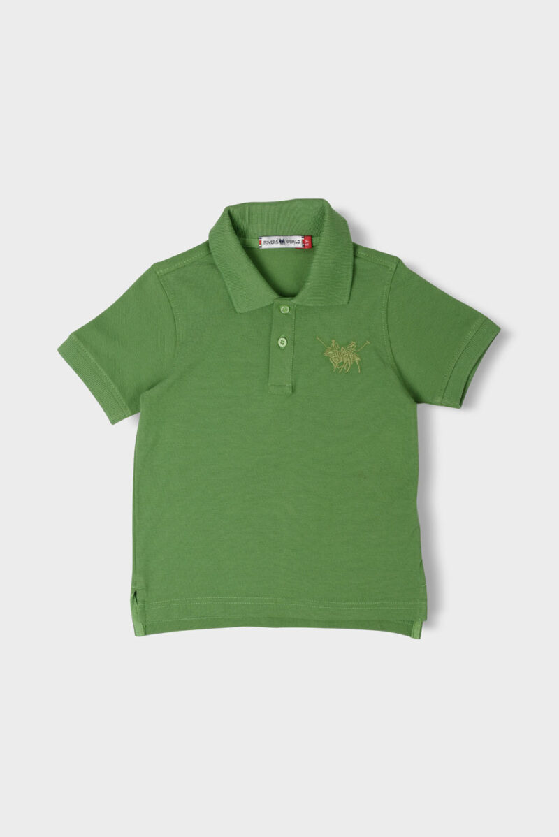 RWB-1S25-E301-7-6 Green Basic Polo Shirt For Boys, Regular Fit