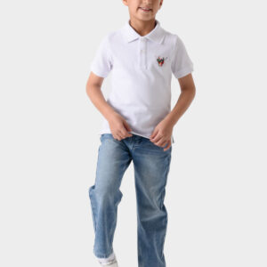 White Polo Shirt For Boys, Regular Fit