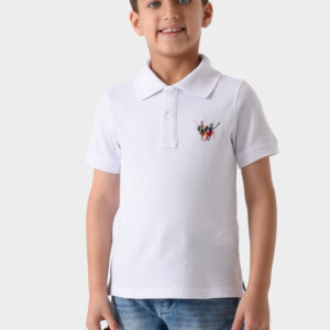 White Polo Shirt For Boys, Regular Fit