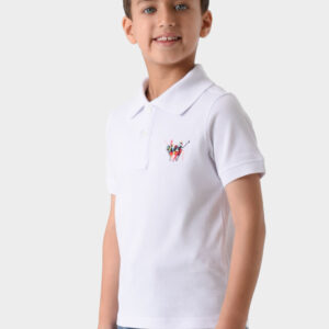 White Polo Shirt For Boys, Regular Fit