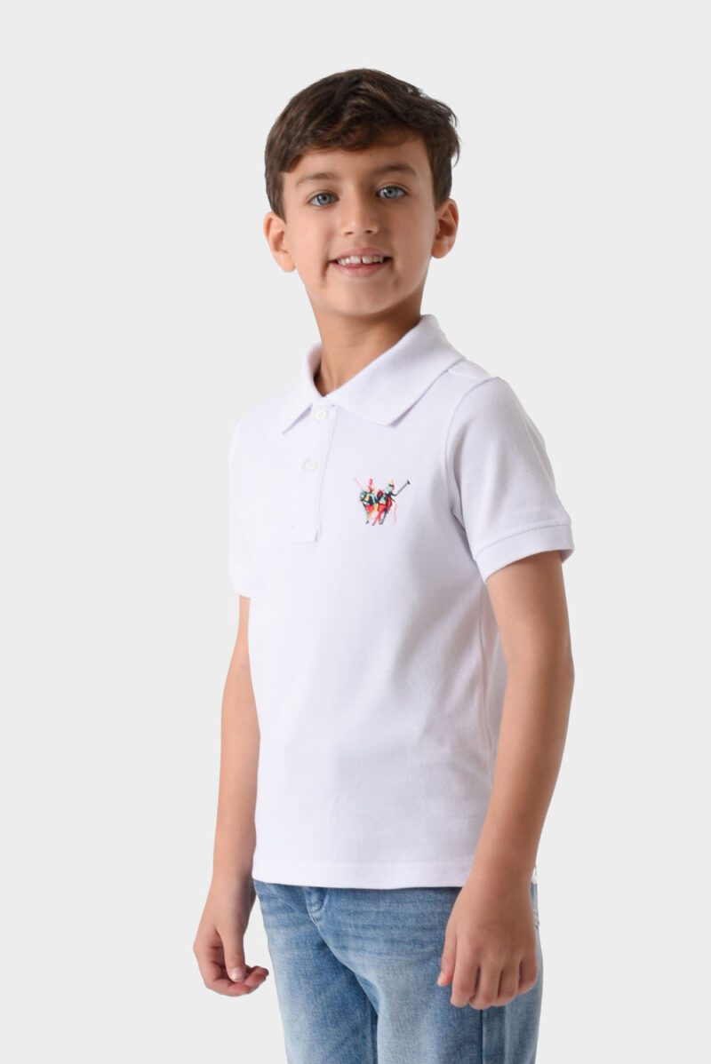 White Polo Shirt For Boys, Regular Fit