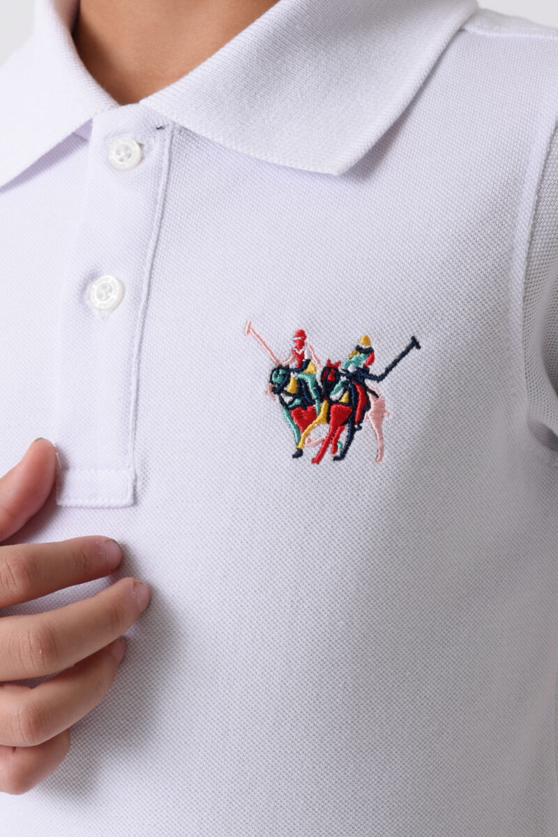 White Polo Shirt For Boys, Regular Fit