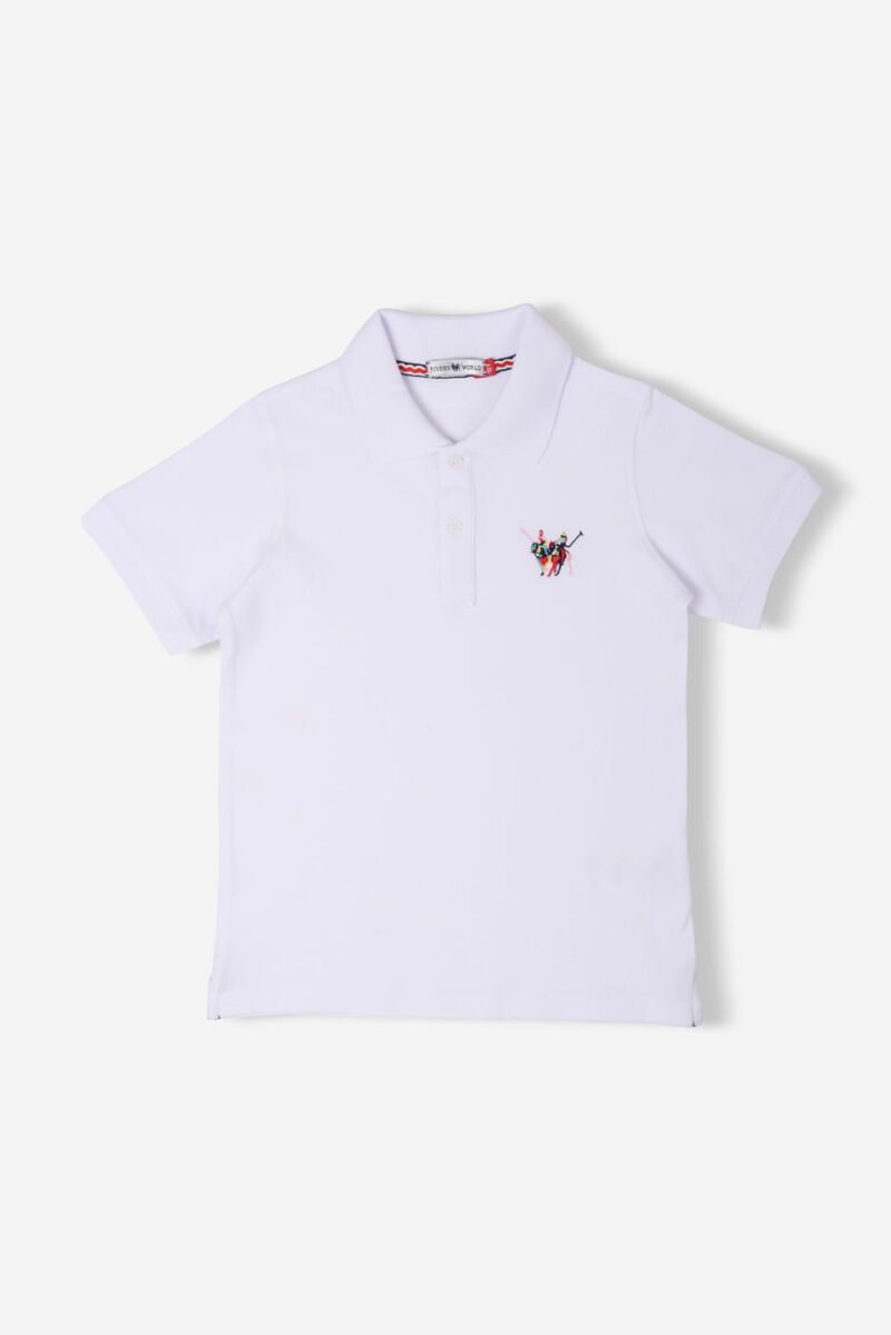 White Polo Shirt For Boys, Regular Fit