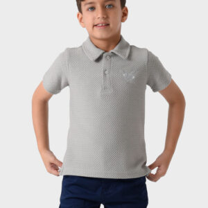 RWB-1S25-E308-2-2 Grey Polo Shirt For Boys, Regular Fit