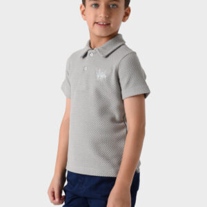 RWB-1S25-E308-2-3 Grey Polo Shirt For Boys, Regular Fit