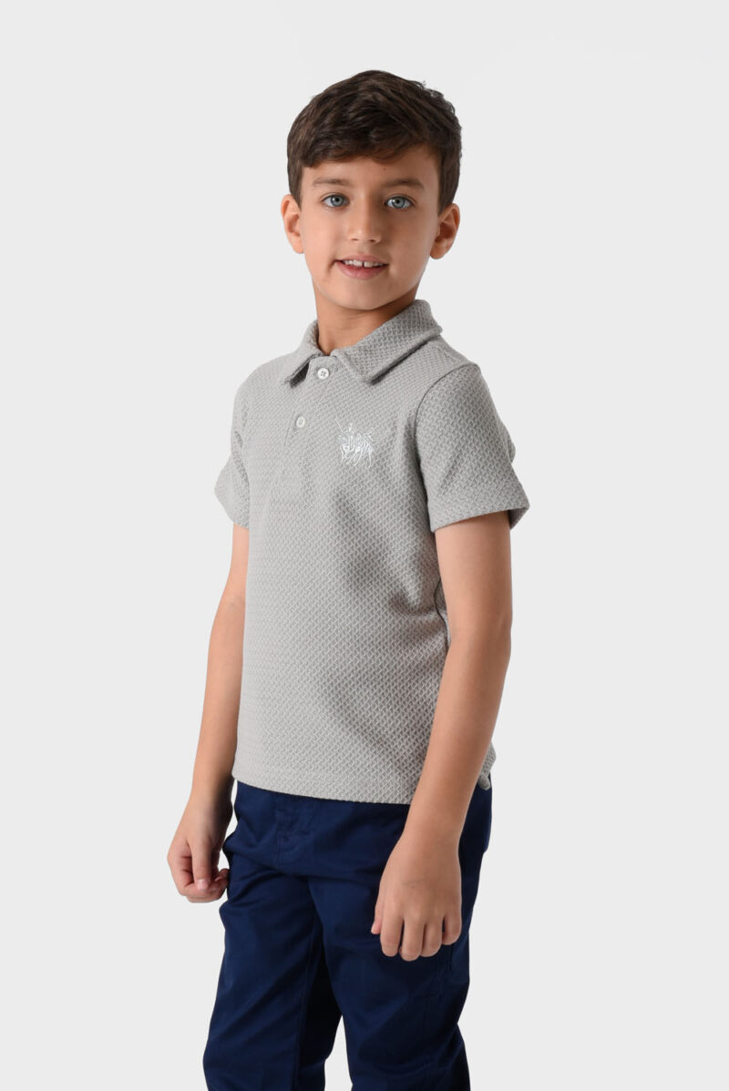 RWB-1S25-E308-2-3 Grey Polo Shirt For Boys, Regular Fit