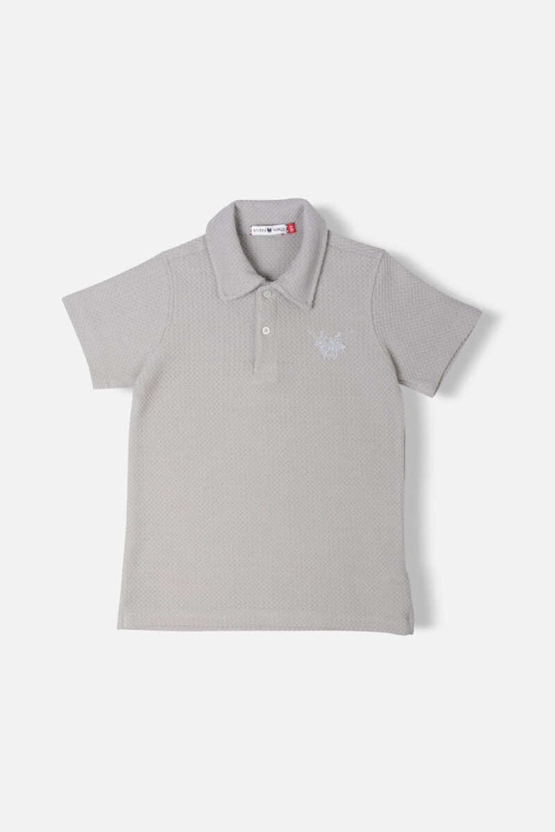 RWB-1S25-E308-2-6 Grey Polo Shirt For Boys, Regular Fit