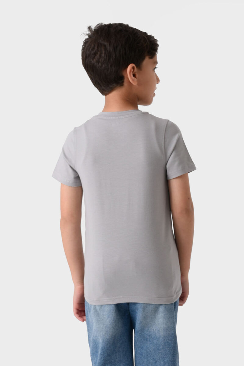 RWB-1S25-E310-2-4 Grey Basic V-Neck T-Shirt For Boys, Regular Fit