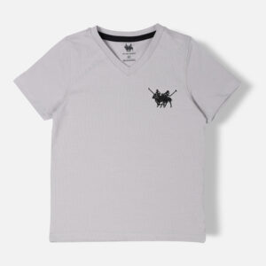 RWB-1S25-E310-2-6 Grey Basic V-Neck T-Shirt For Boys, Regular Fit