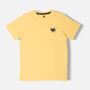 Yellow Basic Crew Neck T-Shirt For Boys, Regular Fit