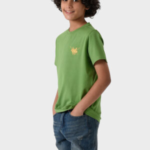 RWB-1S25-E311-6-2 Green Basic Crew Neck T-Shirt For Boys, Regular Fit