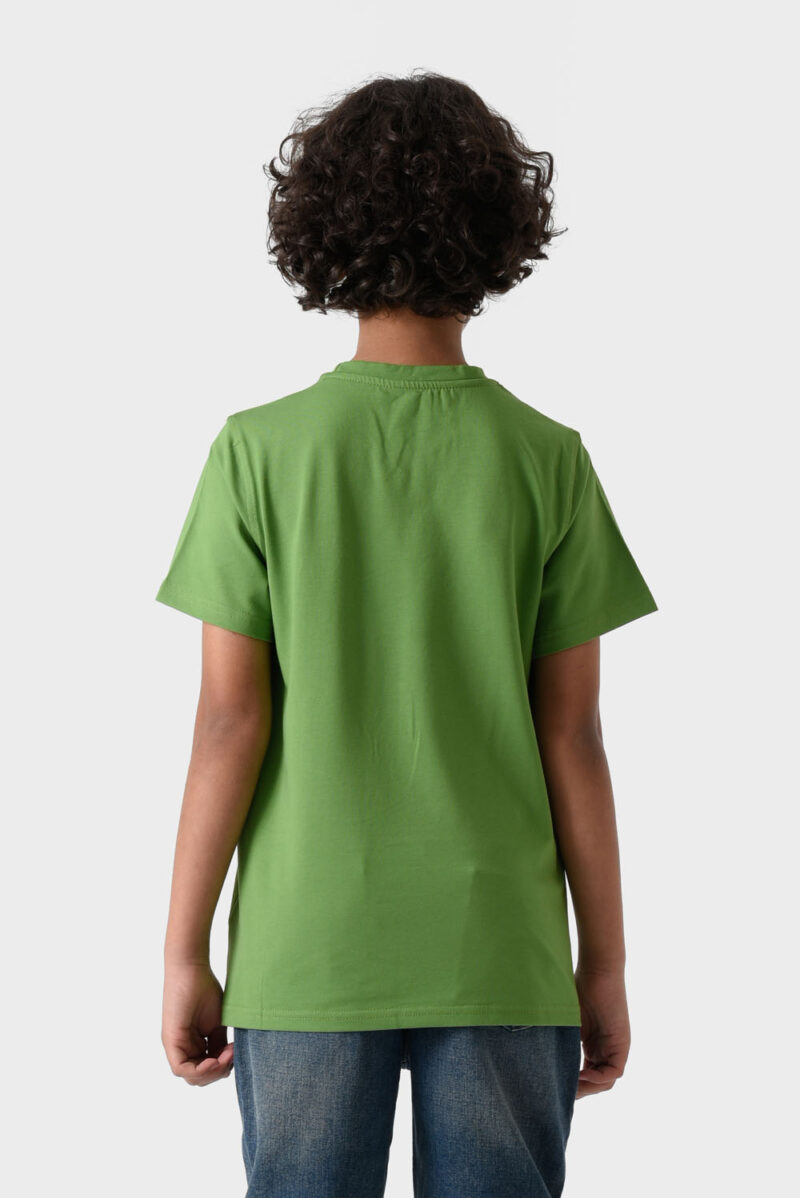 RWB-1S25-E311-6-4 Green Basic Crew Neck T-Shirt For Boys, Regular Fit
