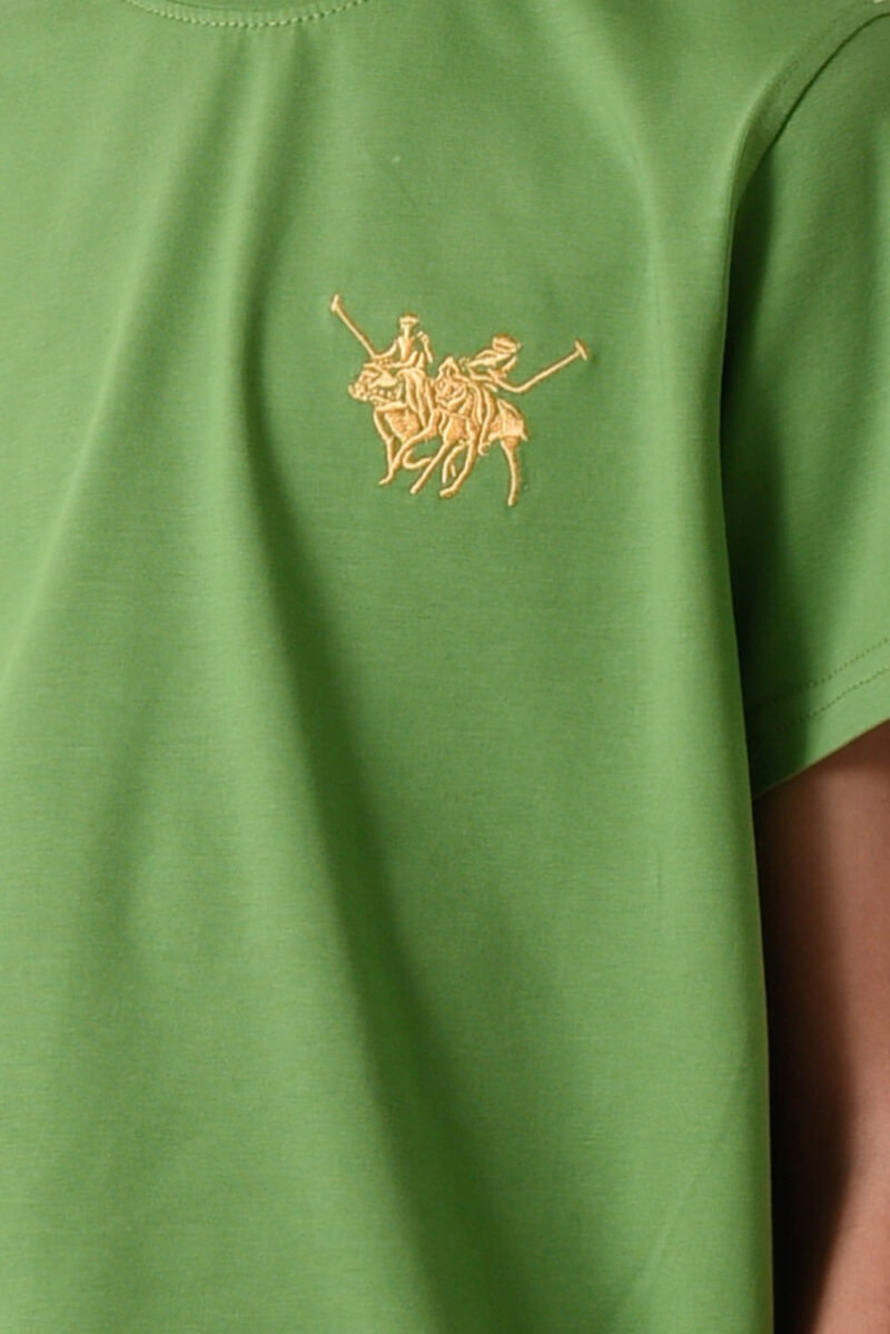 RWB-1S25-E311-6-5 Green Basic Crew Neck T-Shirt For Boys, Regular Fit