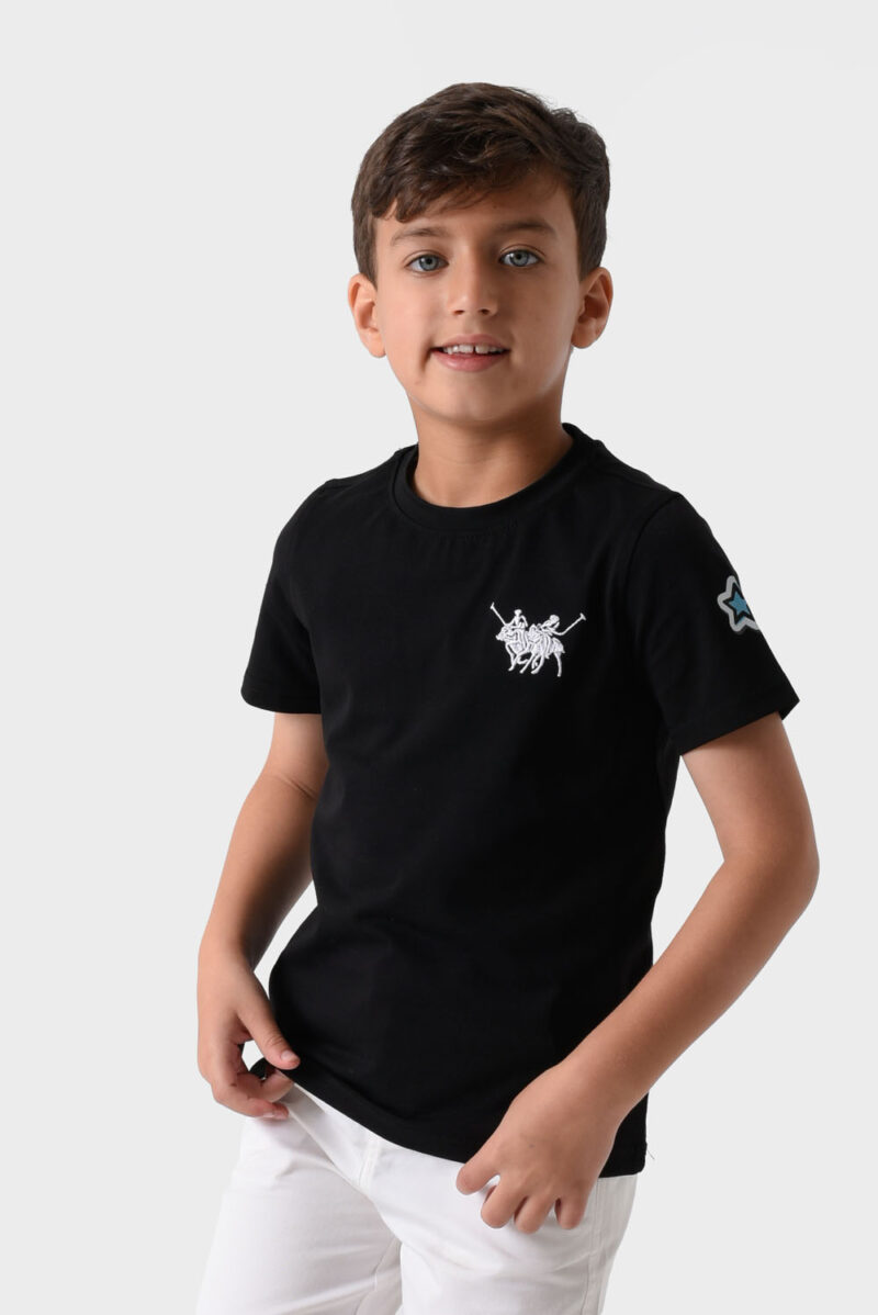 Black T-Shirt For Boys, Regular Fit