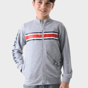 Grey Cotton Hoodie For Boys - Regular Fit