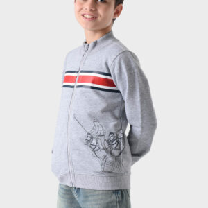 Grey Cotton Hoodie For Boys - Regular Fit