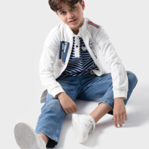 white Cotton Hoodie For Boys - Regular Fit