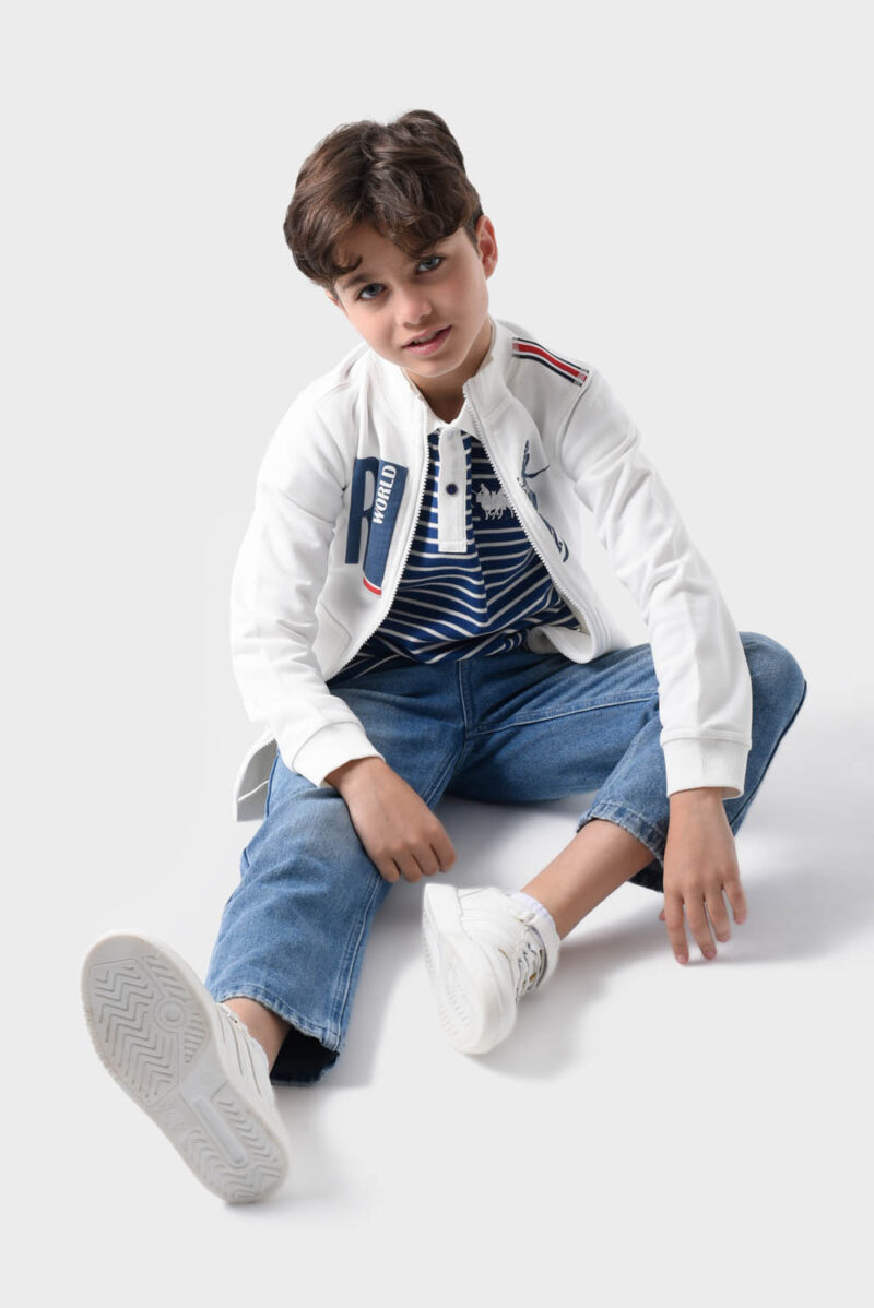 white Cotton Hoodie For Boys - Regular Fit