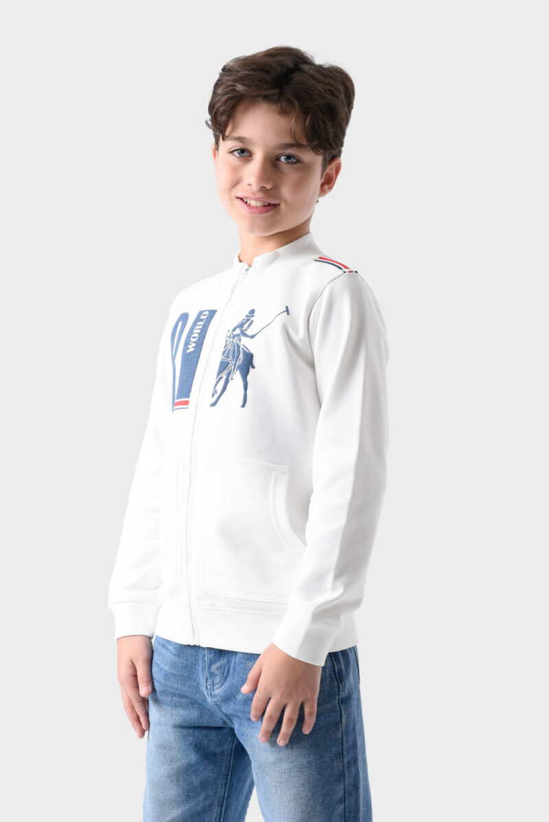white Cotton Hoodie For Boys - Regular Fit