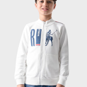 white Cotton Hoodie For Boys - Regular Fit