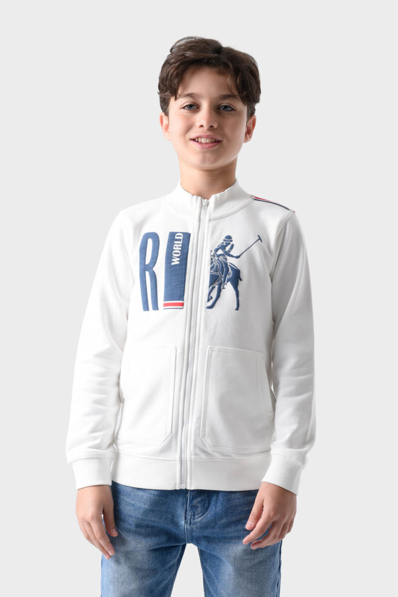 white Cotton Hoodie For Boys - Regular Fit