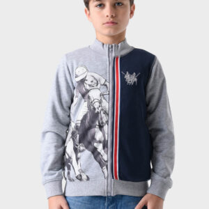 Navy and Grey Cotton Hoodie For Boys - Regular Fit