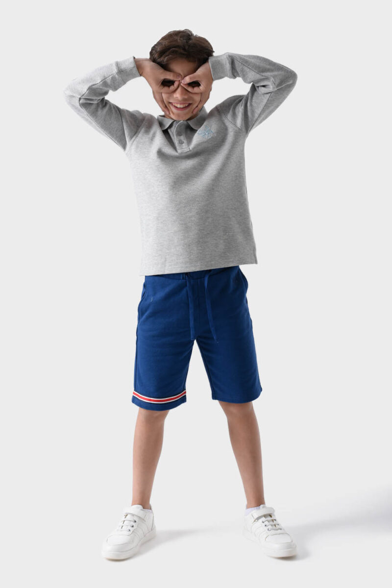 RWB-1W25-317A Grey Cotton Polo Shirt For Boys - Regular Fit