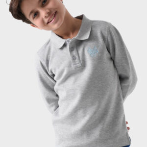 RWB-1W25-317B Grey Cotton Polo Shirt For Boys - Regular Fit