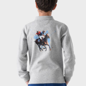 RWB-1W25-317D Grey Cotton Polo Shirt For Boys - Regular Fit