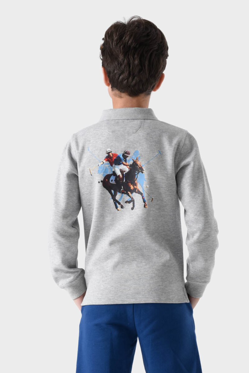 RWB-1W25-317D Grey Cotton Polo Shirt For Boys - Regular Fit