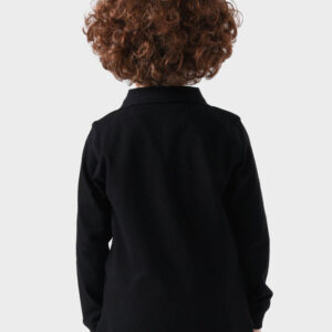 RWB-1W25-321-1A Black Cotton Polo Shirt For Boys - Regular Fit