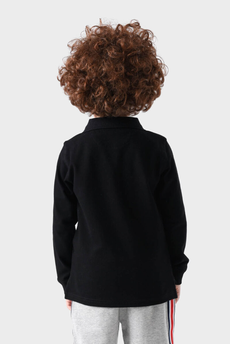 RWB-1W25-321-1A Black Cotton Polo Shirt For Boys - Regular Fit