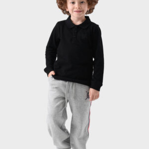RWB-1W25-321-1D Black Cotton Polo Shirt For Boys - Regular Fit