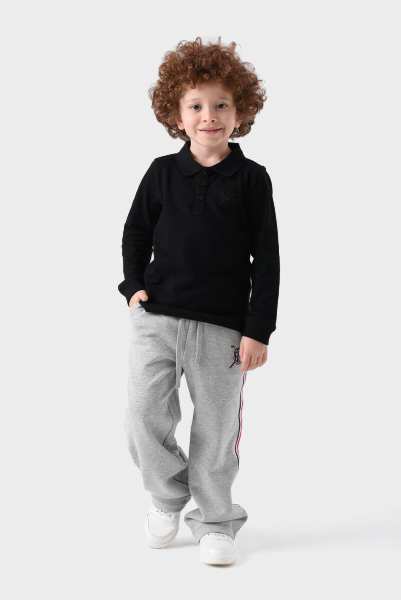 RWB-1W25-321-1D Black Cotton Polo Shirt For Boys - Regular Fit