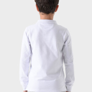 White Cotton Polo Shirt For Boys - Regular Fit