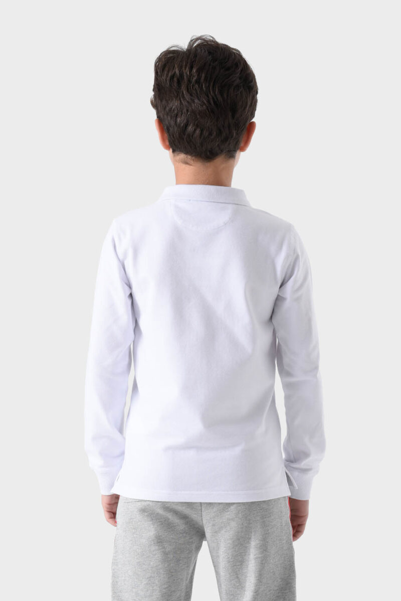 White Cotton Polo Shirt For Boys - Regular Fit