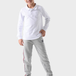 White Cotton Polo Shirt For Boys - Regular Fit
